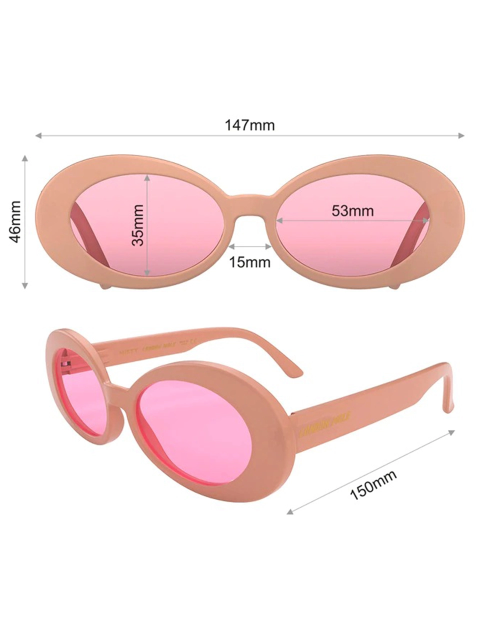 LONDON MOLE Nifty Matte Soft Pink Sunglasses - Image 4