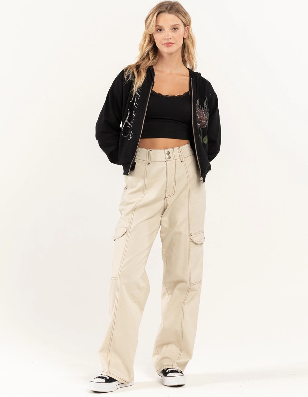 FULL TILT True Love Womens Zip-Up Crop Hoodie - Image 5