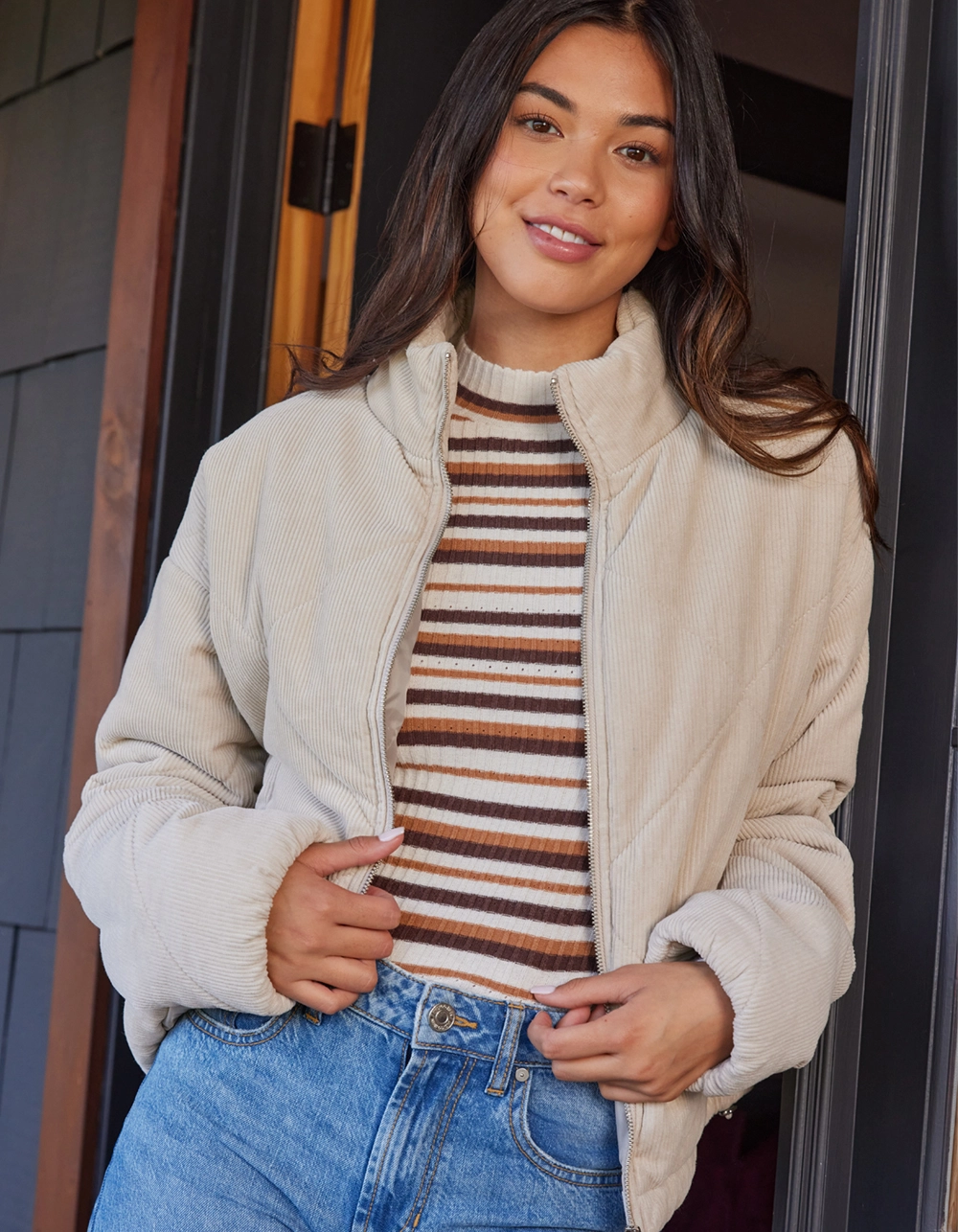 RSQ Womens Diamond Corduroy Puffer Jacket