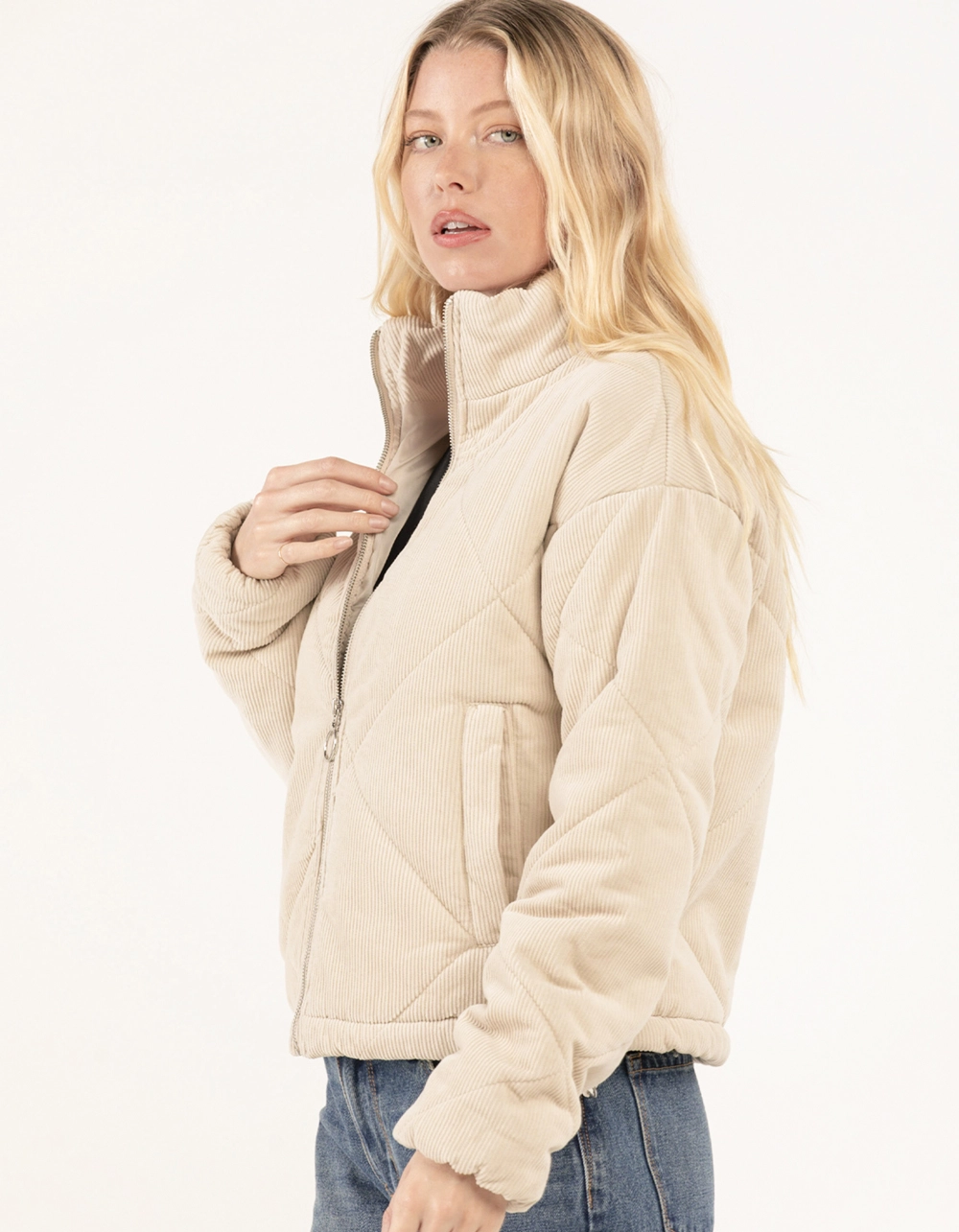 RSQ Womens Diamond Corduroy Puffer Jacket - Image 3