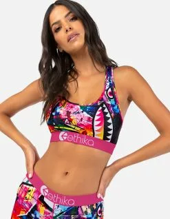 ETHIKA Pink Dripp Womens Sports Bra