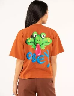 OBEY Clay Frog Womens Crop Tee