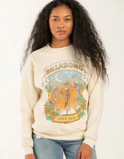 BILLABONG Womens Midnight Crewneck Fleece Sweatshirt
