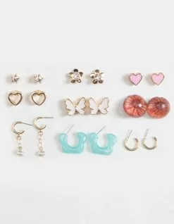 FULL TILT 9 Piece Acrylic Flower Earring Set