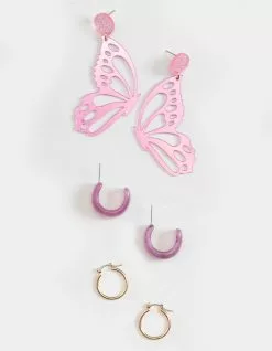 FULL TILT 3 Piece Butterfly Wing Earring Set