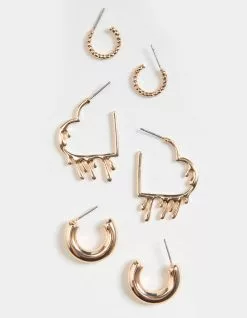 FULL TILT 3 Pack Dripping Hoop Earring Set
