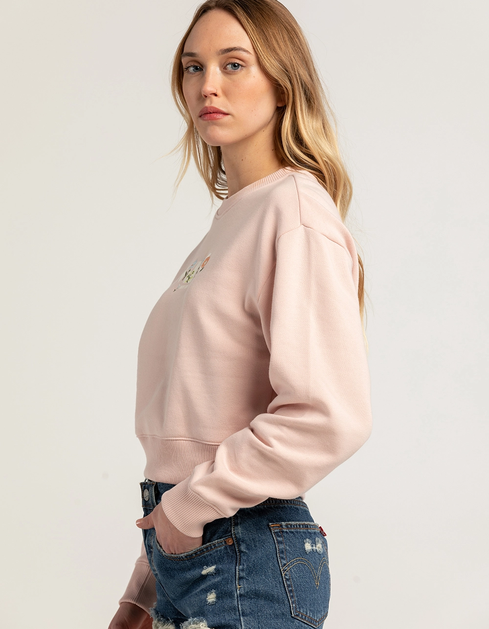 VANS Micro Ditsy Womens Crop Boxy Crewneck Sweatshirt - Image 2