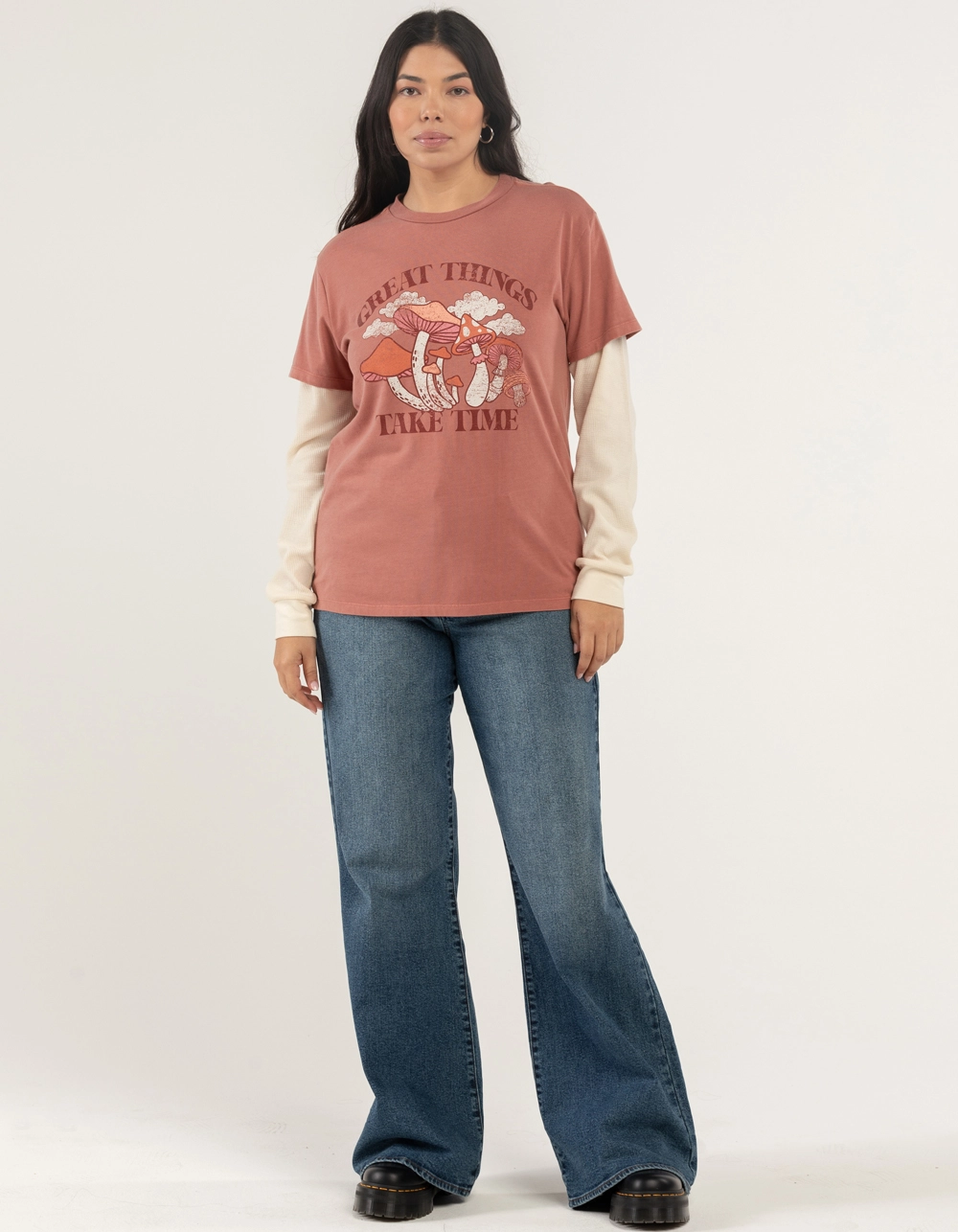FULL TILT Mushroom 2fer Womens Tee - Image 4