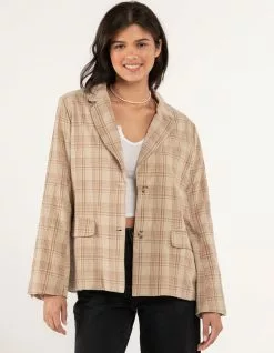 LE LIS Womens Plaid Blazer