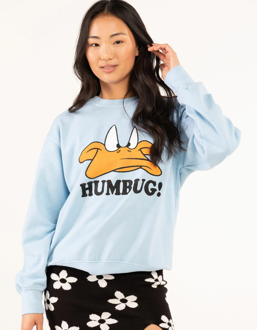 LOONEY TUNES Daffy Duck Humbug Womens Crewneck Sweatshirt