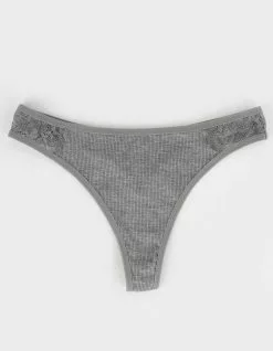 Sky And Sparrow SKY & SPARROW Rib Laceside Thong