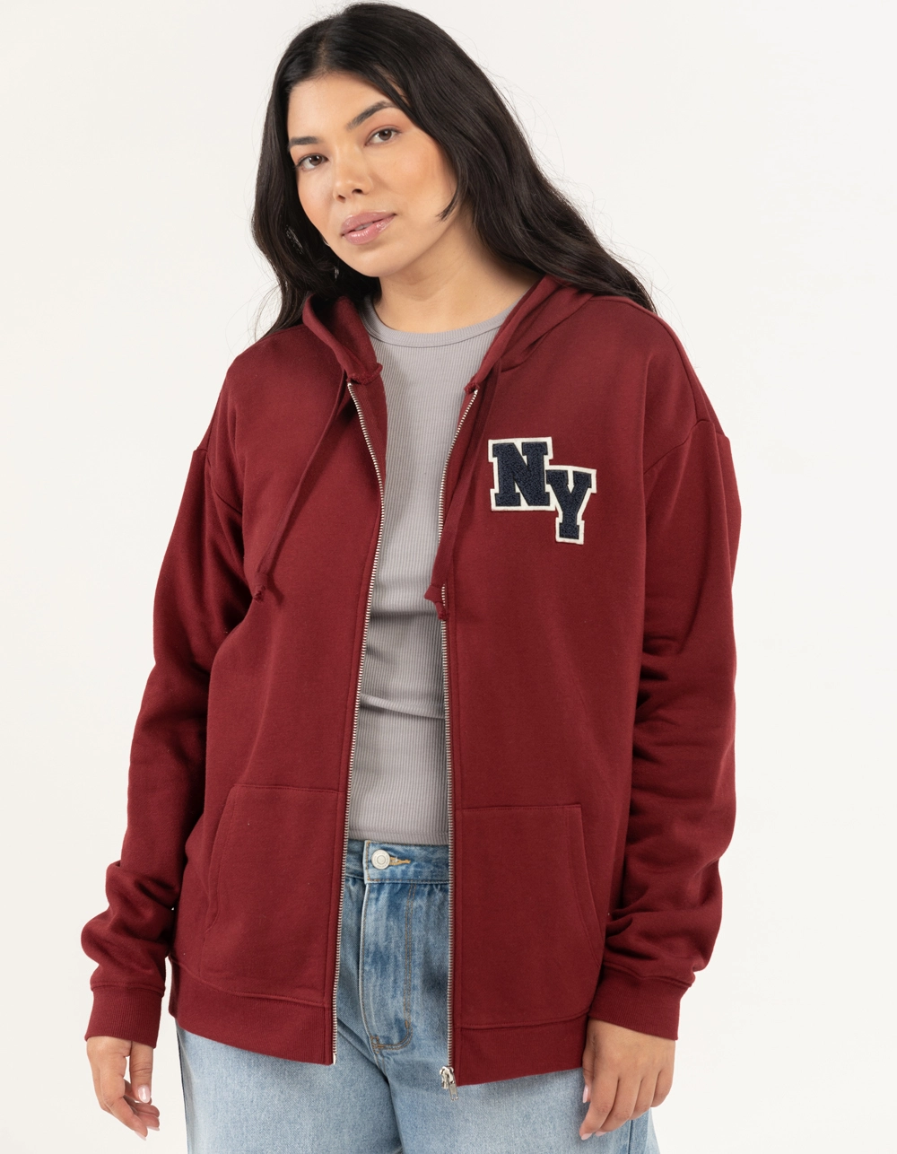 FULL TILT New York Womens Oversized Zip-Up Hoodie - Image 2