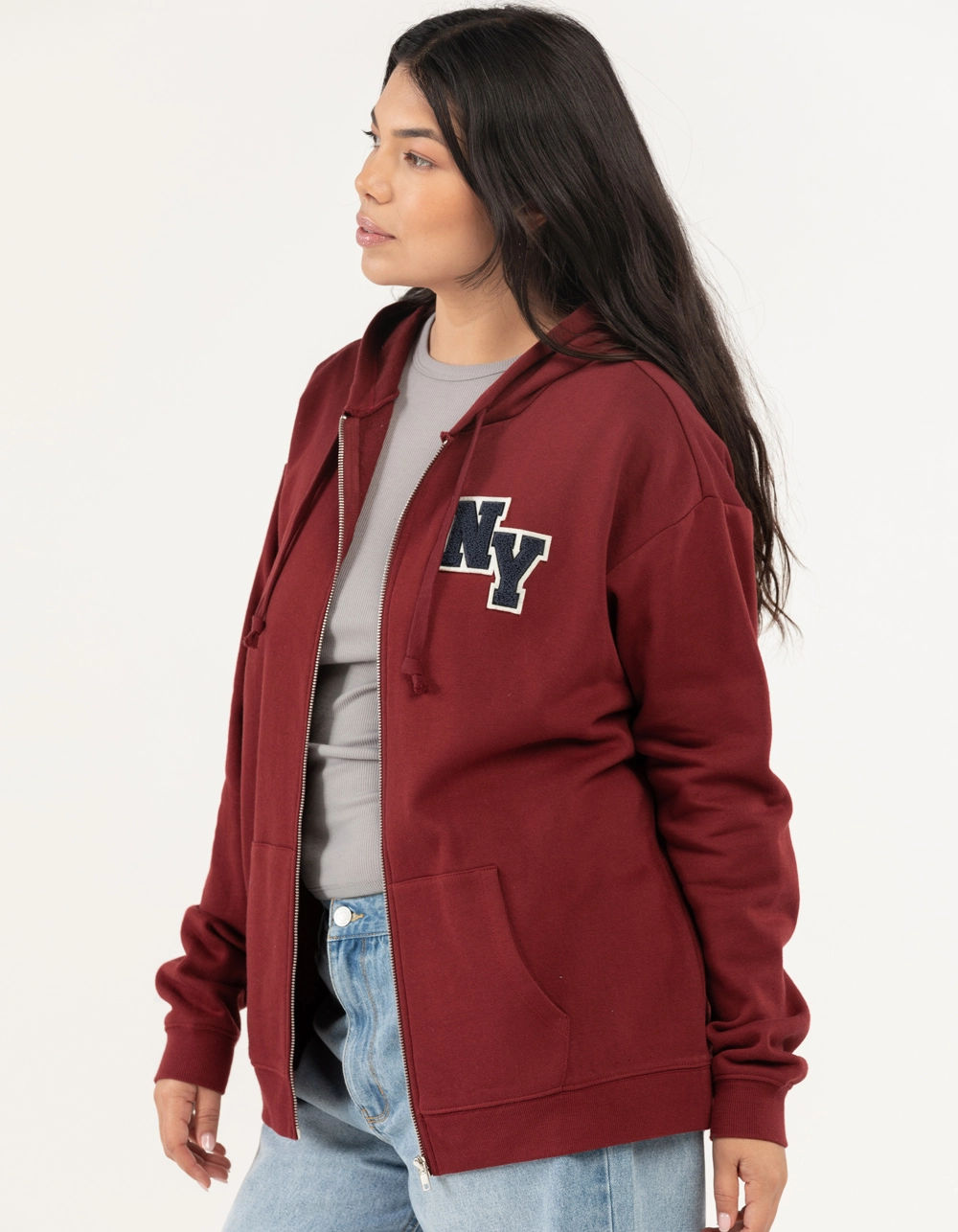 FULL TILT New York Womens Oversized Zip-Up Hoodie - Image 3