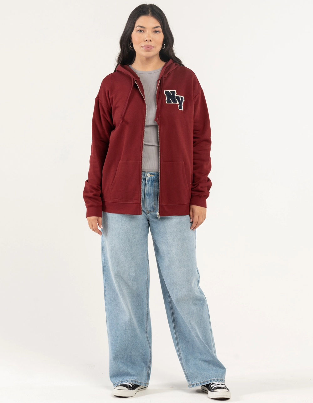 FULL TILT New York Womens Oversized Zip-Up Hoodie - Image 4