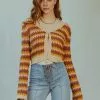 WEST OF MELROSE Crochet Stripe Womens Sweater