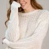 WEST OF MELROSE Open Weave Womens Sweater