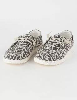 HEY DUDE Wendy Woven Cheetah Grey Womens Slip On Shoes