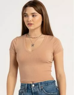 TILLYS V-Neck Rib Womens Tee