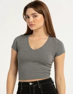 TILLYS V-Neck Rib Womens Tee