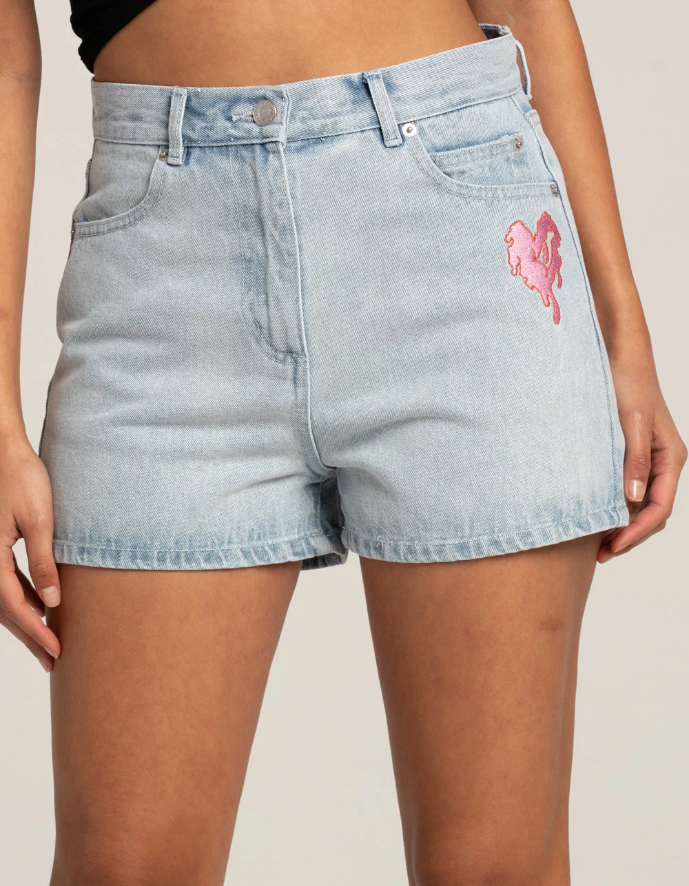 OBEY Julia High Waisted Womens Denim Shorts - Image 2