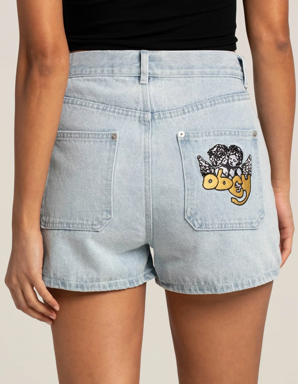OBEY Julia High Waisted Womens Denim Shorts - Image 4