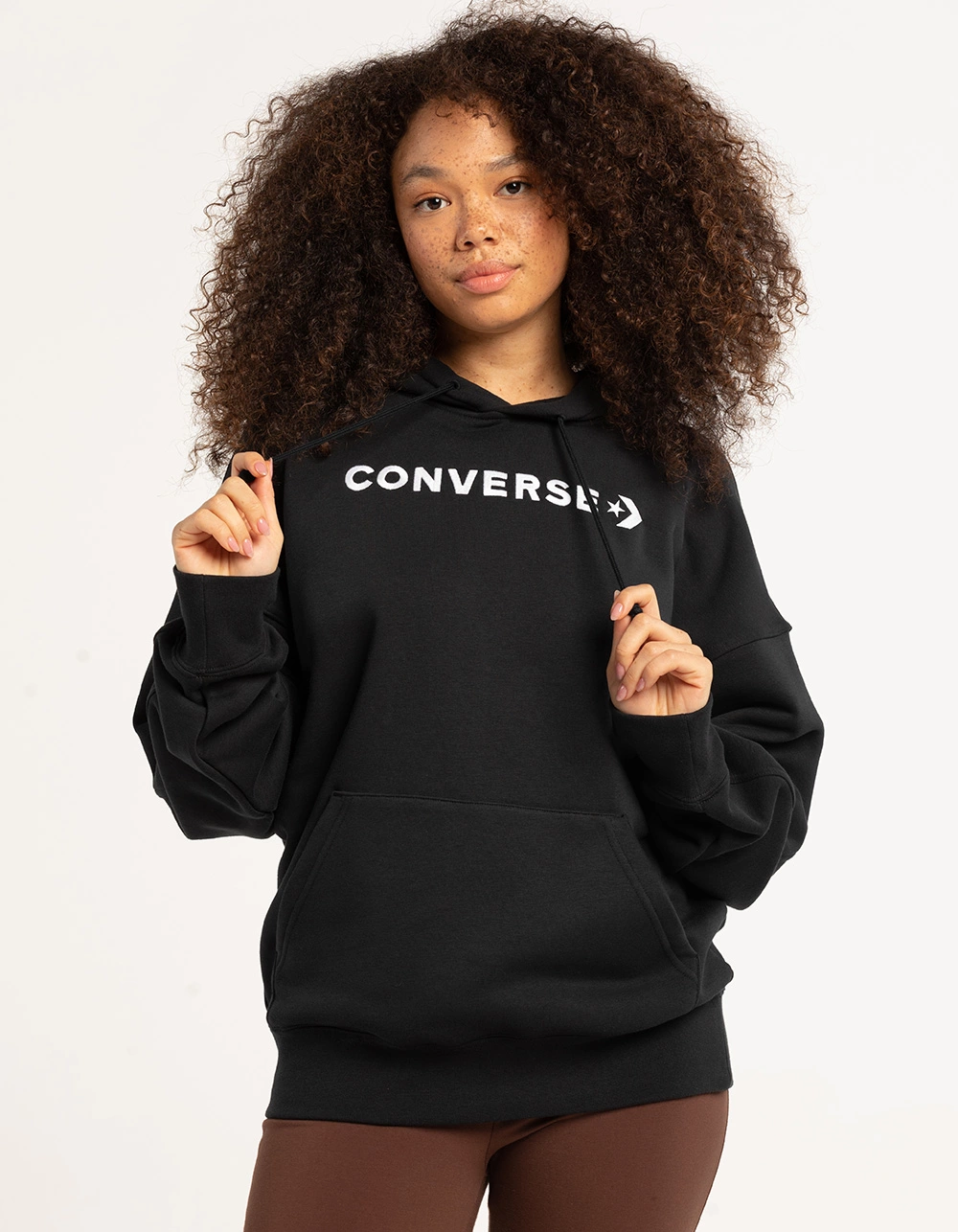 CONVERSE Embroidered Woodmark Womens Hoodie
