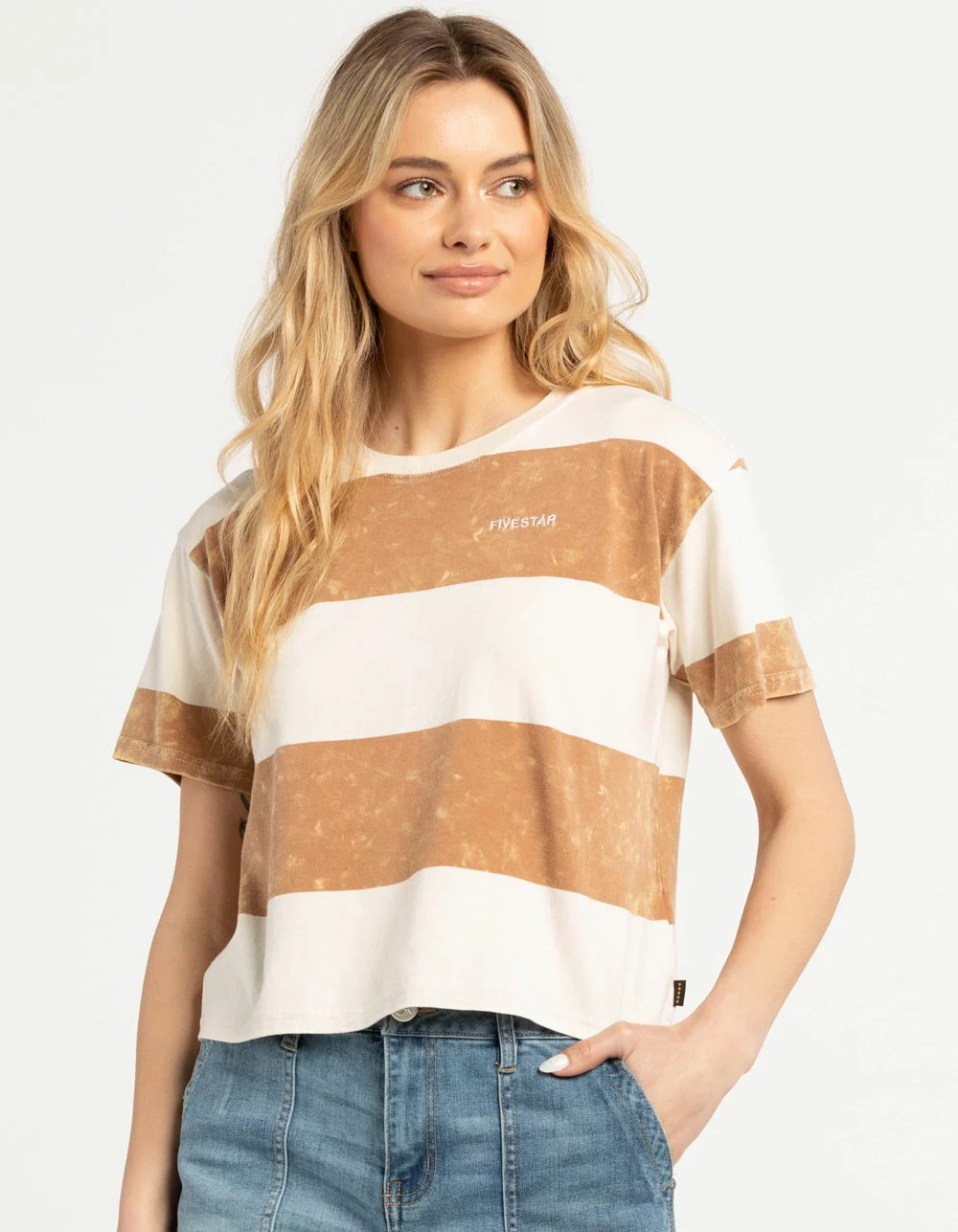 FIVESTAR GENERAL CO. Stripe Crop Womens Tee