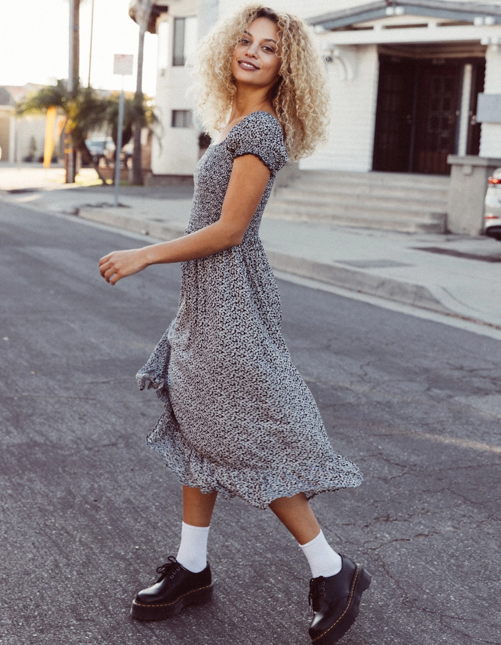 RSQ Womens Smock Tier Midi Dress