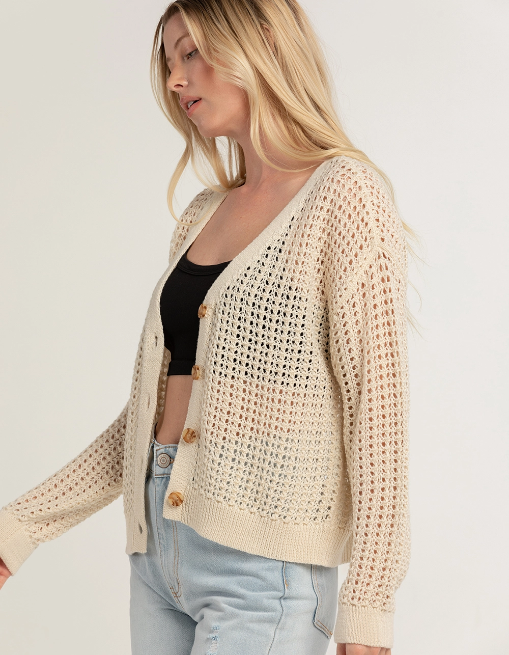 RSQ Womens Open Weave Cardigan - Image 3