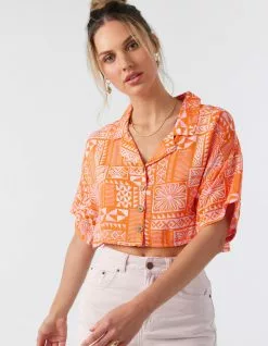 O'NEILL Ophelia Womens Button Up Crop Top