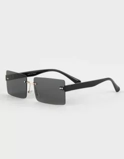 RSQ Rimless Oversized Rectangle Sunglasses