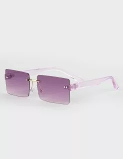 RSQ Rimless Oversized Rectangle Sunglasses