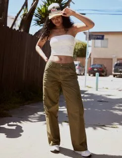 RSQ Womens Mid Rise D Ring Cotton Cargo Pants