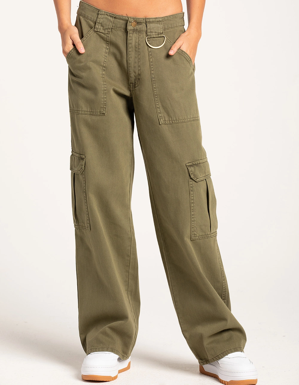 RSQ Womens Mid Rise D Ring Cotton Cargo Pants - Image 2