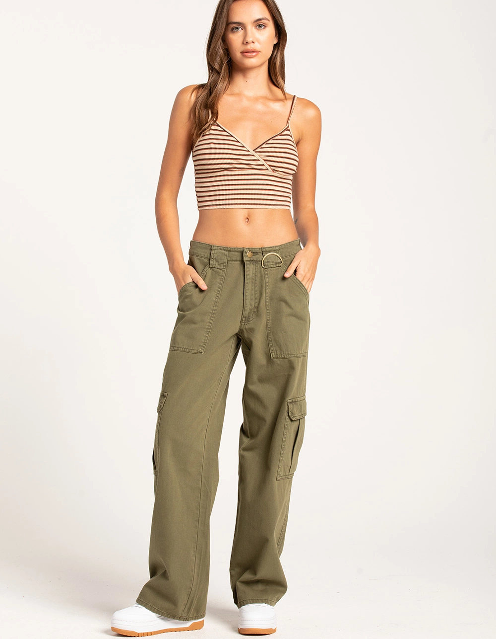 RSQ Womens Mid Rise D Ring Cotton Cargo Pants - Image 6