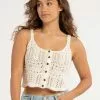 RSQ Womens Button Crochet Cami