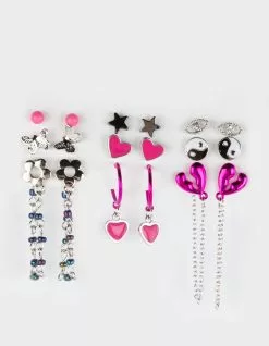 FULL TILT 9 Pack Heart & Butterfly Earring Set