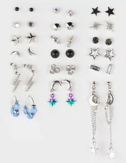 FULL TILT 20 Pack Star Moon & Rhinestone Earring Set