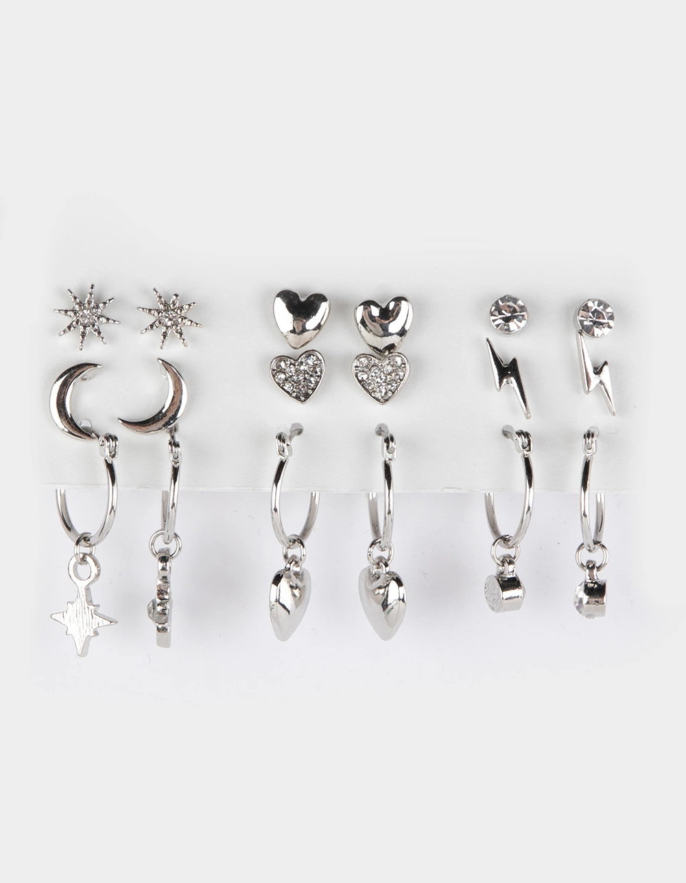 FULL TILT 9 Pack Star & Moon Hoop Earring Set