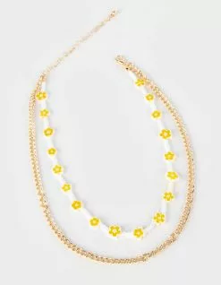 FULL TILT Layered Pearl And Flower Necklace