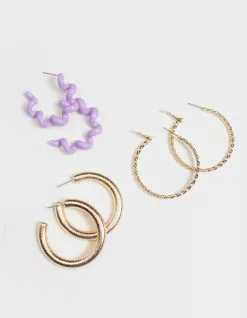 FULL TILT 3 Piece Swirl Hoop Earring Set