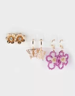 FULL TILT 3 Pack Beaded Flower Earring Set