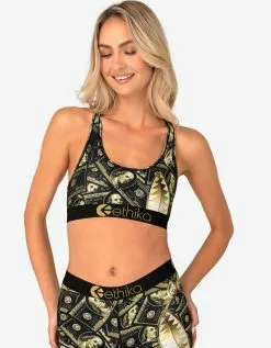 ETHIKA Bomber Gold Barz Womens Sports Bra