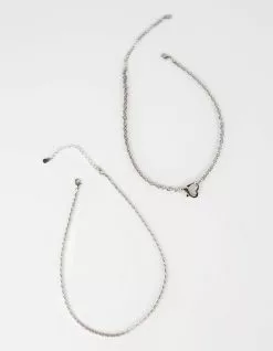 RSQ 2 Pack Chain Layered Heart Lock Necklace
