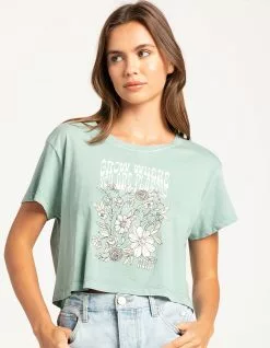 ROXY Grow Where Planted Womens Crop Boyfriend Tee