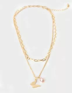 FULL TILT Layered Butterfly Rhinestone Necklace