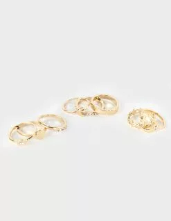 FULL TILT 8 Pack Star Rhinestone Ring Set