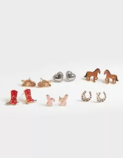 FULL TILT 6 Piece Horse & Cowboy Boot Earrings