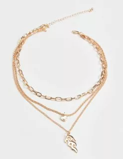 FULL TILT Layered Flame & Heart Necklace