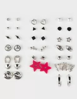 FULL TILT 20 Pack Star & Butterfly Hoop Earring Set